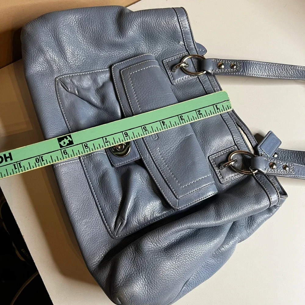 Coach Penelope Shopper Blue‎ Grey Leather Tote Shoulder Bag F19044